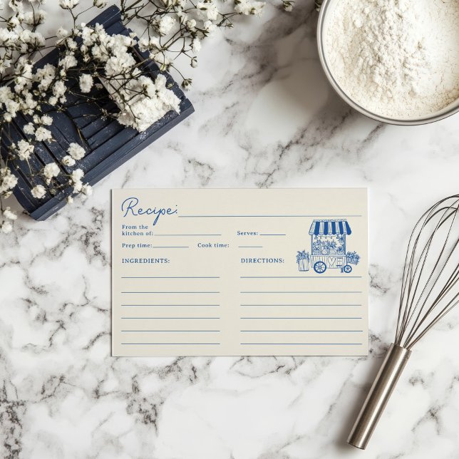 off the market French Blue Bridal Shower Recipe  Enclosure Card (off the market French Blue Bridal Shower Recipe Enclosure Card)