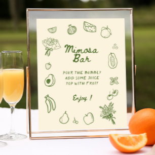 Off The Market Green Hand Drawn Mimosa Bar Poster