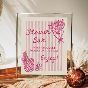 Off The Market Hand Drawn Bridal Shower Flower Bar Poster