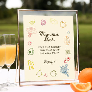 Off The Market Hand Drawn Bridal Shower Mimosa Bar Poster