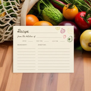 Off The Market Hand Drawn Bridal Shower Recipe Enclosure Card