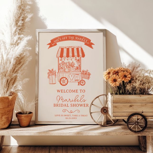 Off the market orange scribbles bridal welcome poster (Off the market orange scribbles bridal welcome poster)