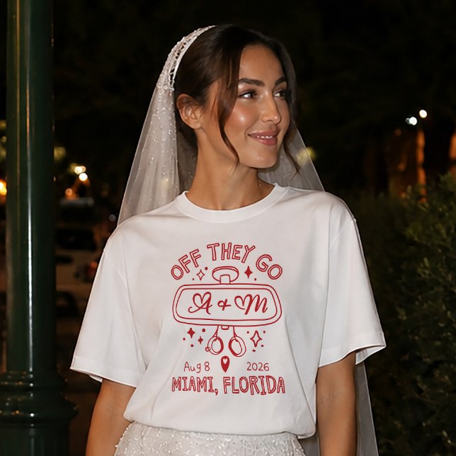 Off They Go Custom Rearview Mirror Wedding Shirt (Creator Uploaded)