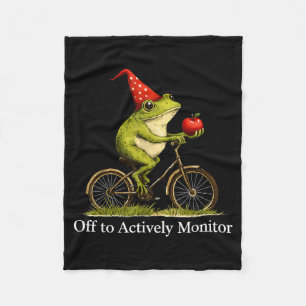 Off to Actively Monitor Funny Frog Cycling Teacher Fleece Blanket