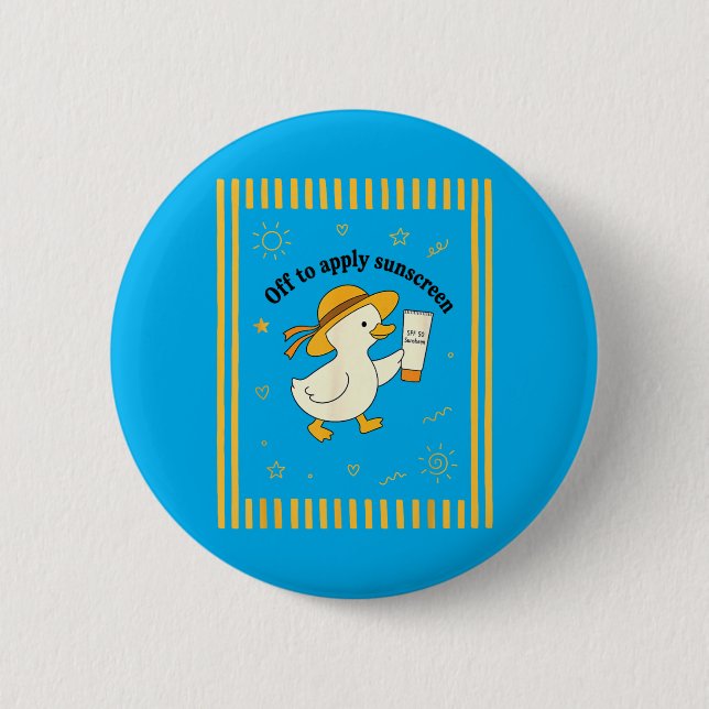 Off to Apply Sunscreen Duck Summer Beach Vacation 6 Cm Round Badge (Front)