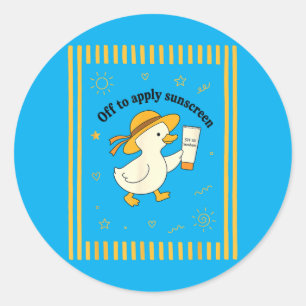 Off to Apply Sunscreen Duck Summer Beach Vacation Classic Round Sticker