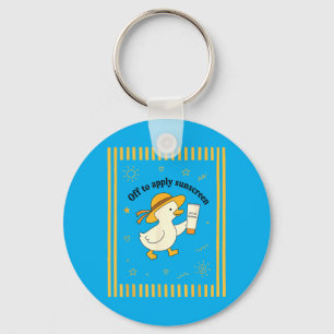 Off to Apply Sunscreen Duck Summer Beach Vacation Key Ring