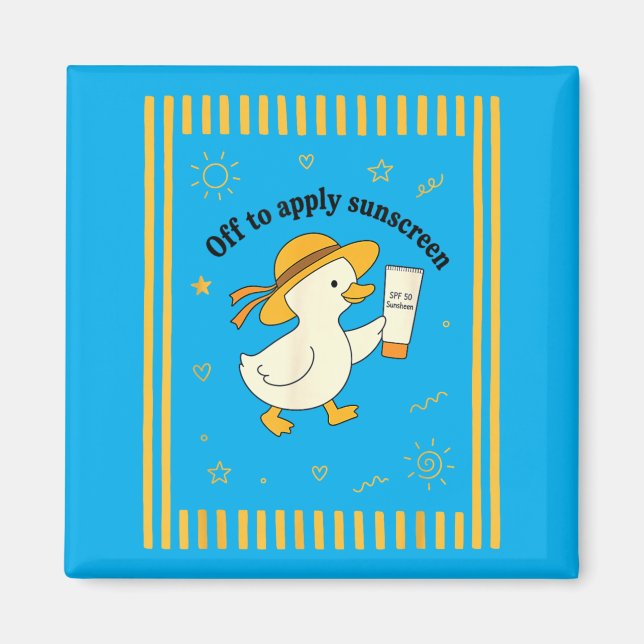 Off to Apply Sunscreen Duck Summer Beach Vacation Magnet (Front)