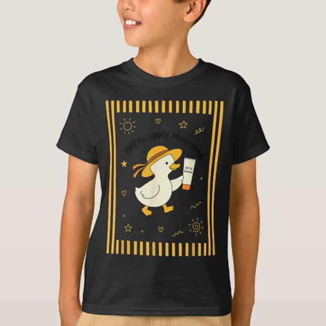 Off to Apply Sunscreen Duck Summer Beach Vacation T-Shirt (Front)