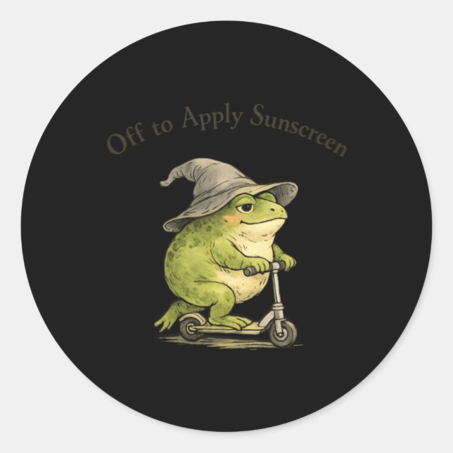 Off To Apply Sunscreen Frog Funny Summer Meme Classic Round Sticker (Front)