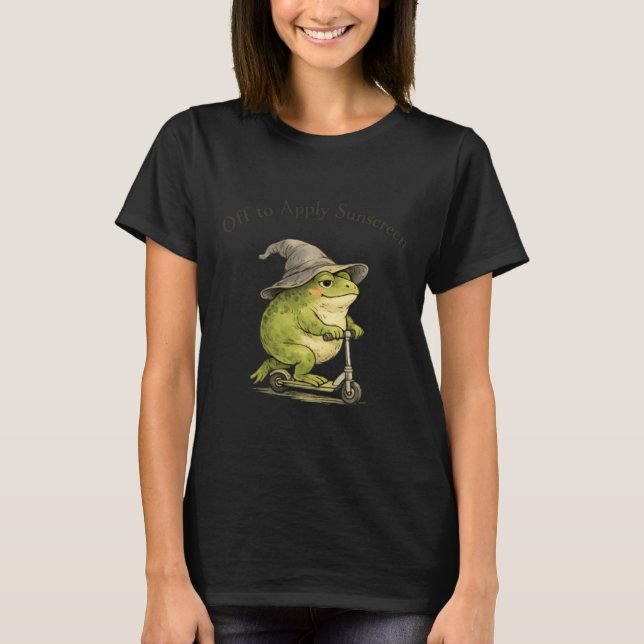 Off To Apply Sunscreen Frog Funny Summer Meme T-Shirt (Front)