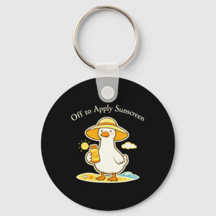 Off To Apply Sunscreen Goose Cute Summer Humour Key Ring