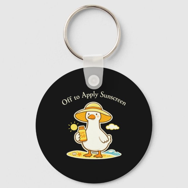 Off To Apply Sunscreen Goose Cute Summer Humour Key Ring (Front)