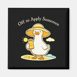 Off To Apply Sunscreen Goose Cute Summer Humour Magnet