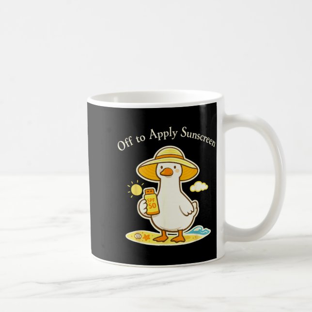 Off to Apply Sunscreen Goose Holiday Beach Trip Coffee Mug (Right)
