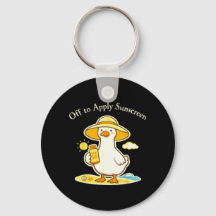 Off to Apply Sunscreen Goose Holiday Beach Trip Key Ring