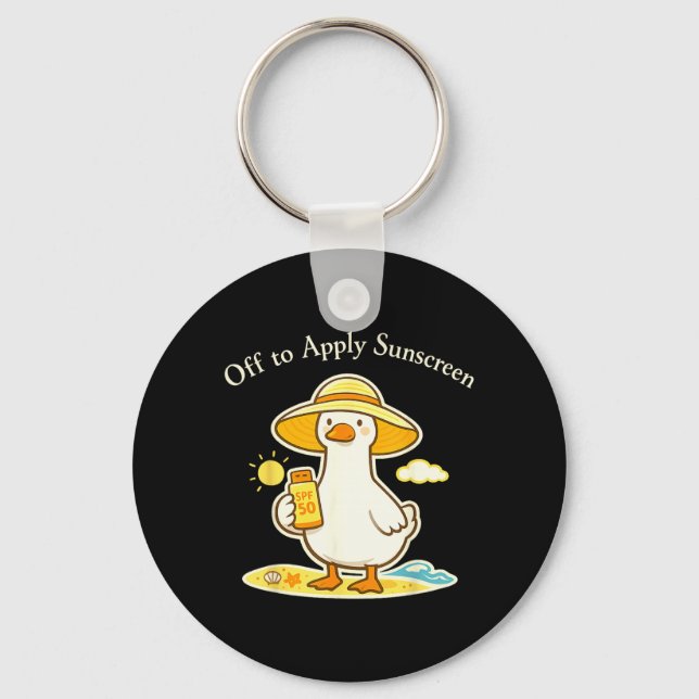 Off to Apply Sunscreen Goose Holiday Beach Trip Key Ring (Front)