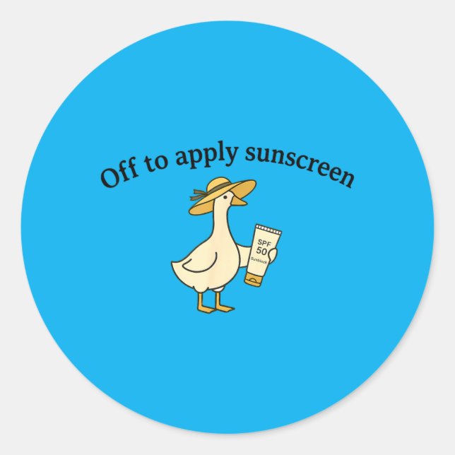 Off to Apply Sunscreen Goose Summer Beach Vacation Classic Round Sticker (Front)
