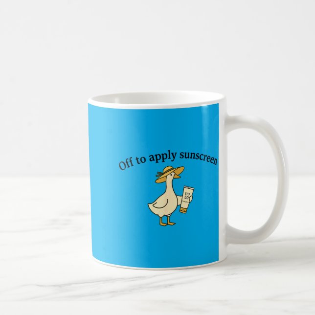 Off to Apply Sunscreen Goose Summer Beach Vacation Coffee Mug (Right)