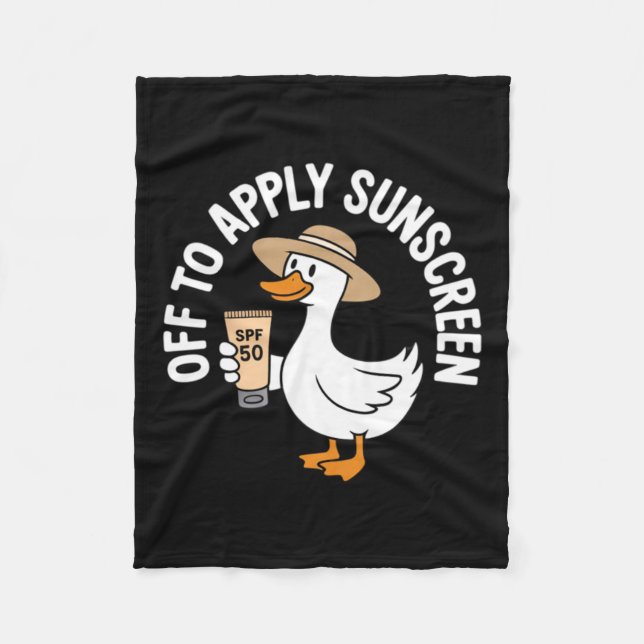 Off To Apply Sunscreen Goose Summer Beach Vacation Fleece Blanket (Front)