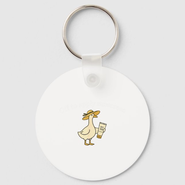 Off to Apply Sunscreen Goose Summer Beach Vacation Key Ring (Front)