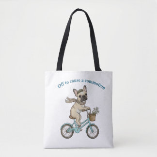 Off to Cause a Commotion – Vintage French Bulldog Tote Bag