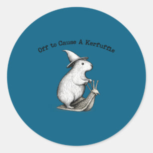 Off to cause a kerfuffle capybara meme  classic round sticker