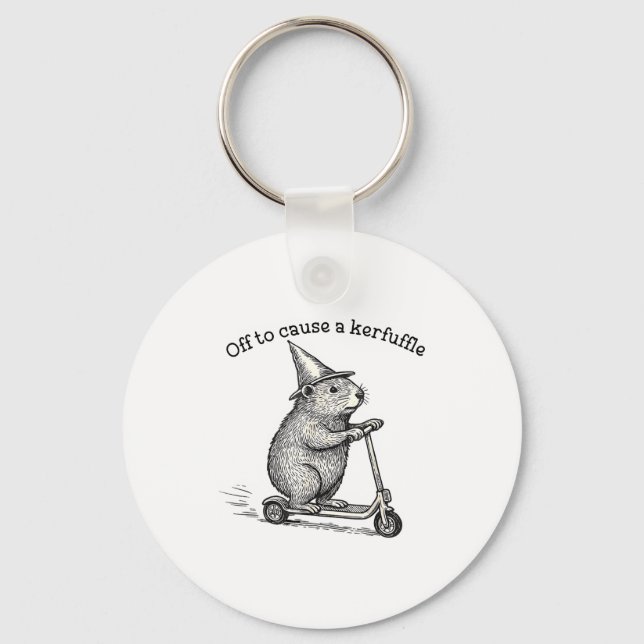 Off To Cause A Kerfuffle Capybara Scooter Chaos Fu Key Ring (Front)
