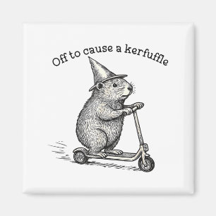 Off To Cause A Kerfuffle Capybara Scooter Chaos Fu Magnet