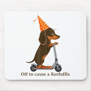 Off To Cause A Kerfuffle Cute Dachshund Mouse Pad