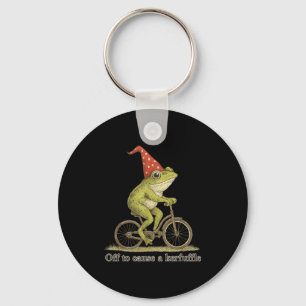 Off To Cause A Kerfuffle Frog Funny Weirore Saying Key Ring