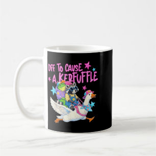 Off To Cause A Kerfuffle Frog Racoon Goose Riding Coffee Mug