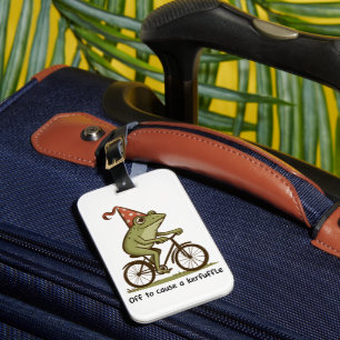 Off to Cause a Kerfuffle Frog Sarcastic Funny  Luggage Tag