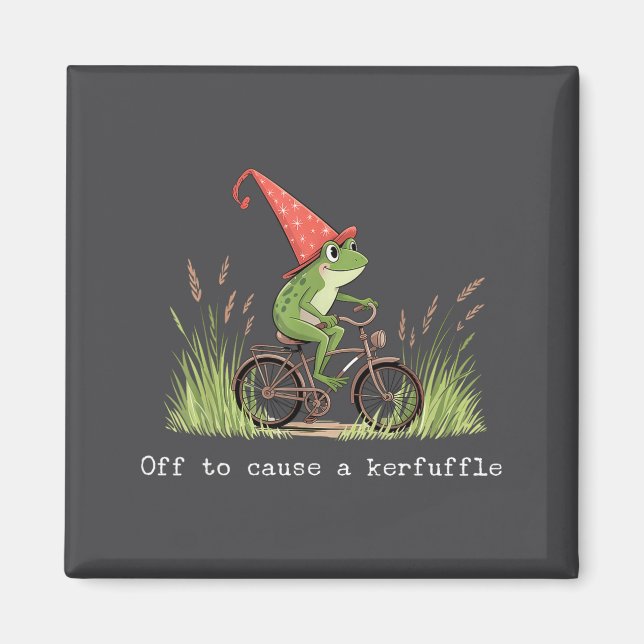 Off To Cause A Kerfuffle Fun Wizard Frog Riding Bi Magnet (Front)