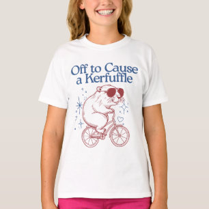 Off to Cause a Kerfuffle Funny Beaver on a Bike T-Shirt