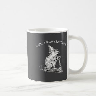Off To Cause A Kerfuffle Funny Capybara Scooter Ch Coffee Mug