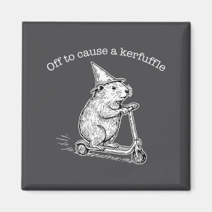 Off To Cause A Kerfuffle Funny Capybara Scooter Ch Magnet