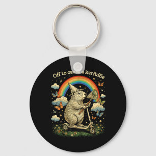 Off to Cause A Kerfuffle Funny Capybara Scooter Key Ring