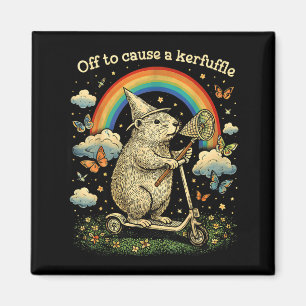 Off to Cause A Kerfuffle Funny Capybara Scooter Magnet
