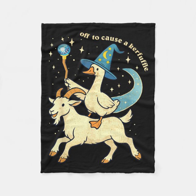 Off To Cause A Kerfuffle Funny Chaotic Weird Anima Fleece Blanket (Front)