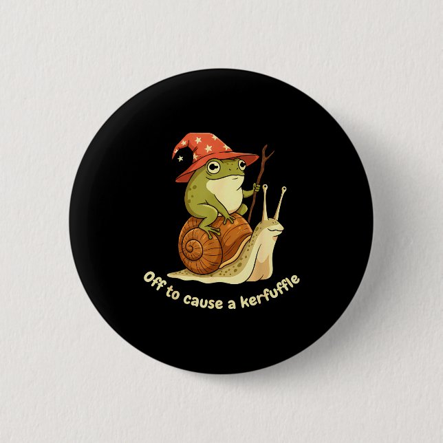 Off To Cause A Kerfuffle Funny Cowboy Frog Meme  6 Cm Round Badge (Front)