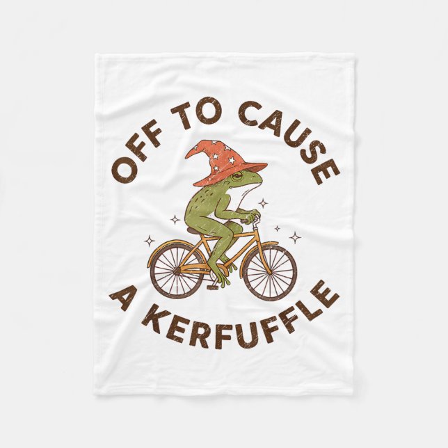 Off To Cause A Kerfuffle Funny Cowboy Frog Meme  Fleece Blanket (Front)