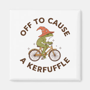 Off To Cause A Kerfuffle Funny Cowboy Frog Meme Magnet