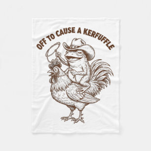 Off To Cause A Kerfuffle Funny Cowboy Frog Riding Fleece Blanket