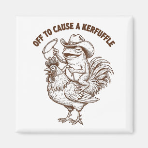 Off To Cause A Kerfuffle Funny Cowboy Frog Riding Magnet