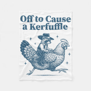 Off To Cause A Kerfuffle Funny Cowboy Racoon Anim Fleece Blanket