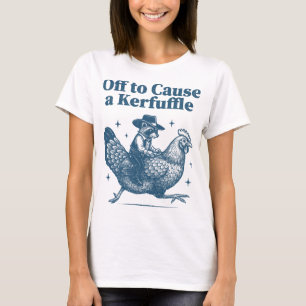 Off To Cause A Kerfuffle Funny Cowboy Racoon Anim T-Shirt