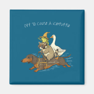 Off to cause a kerfuffle funny dachshund frog magnet