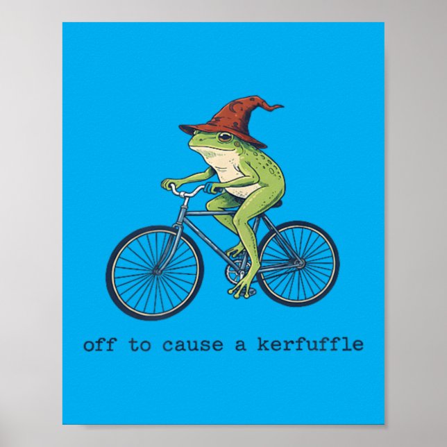 Off To Cause A Kerfuffle Funny Frog Poster (Front)