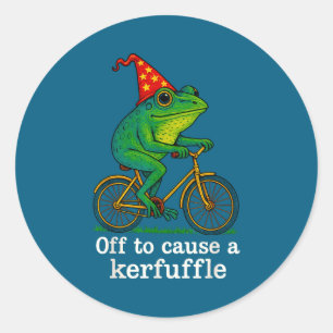 Off To Cause A Kerfuffle Funny Frog Wizard Bicycle Classic Round Sticker